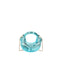 Turquoise handbag with a chain strap on a white background