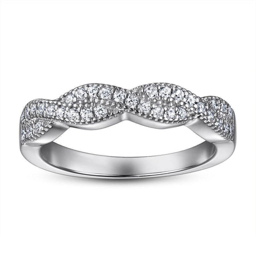 S925 Silver Women's Sterling Row Ring Same Row Diamond Zircon Women's Silver Ring Z+2 1/2 - Dio Kollections