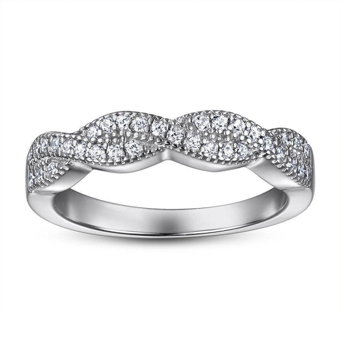 S925 Silver Women's Sterling Row Ring Same Row Diamond Zircon Women's Silver Ring Z+2 1/2 - Dio Kollections