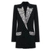 Handmade Elegant Mid-Length Black Beaded Blazer for Women - Dio Kollections