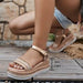 36-42 Sandals One-Strap Thick Sole Buckle Wedge Women's Glossy - Dio Kollections
