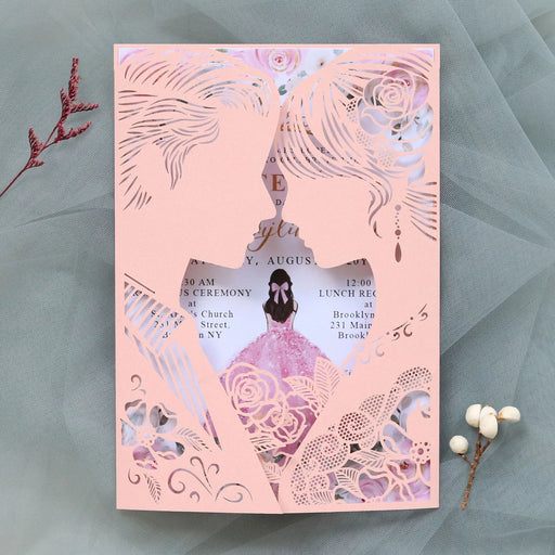 Decorative card with a ballerina design on a textured gray background