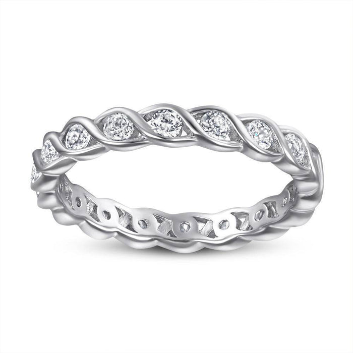 S925 Silver Women's Sterling Row Ring Same Row Diamond Zircon Women's Silver Ring Z+2 1/2 - Dio Kollections