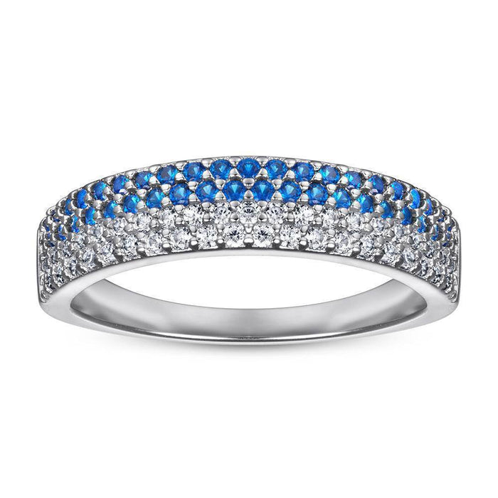S925 Silver Women's Sterling Row Ring Same Row Diamond Zircon Women's Silver Ring Z+2 1/2 - Dio Kollections