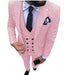 Pink polka dot suit jacket worn by a person on a white background