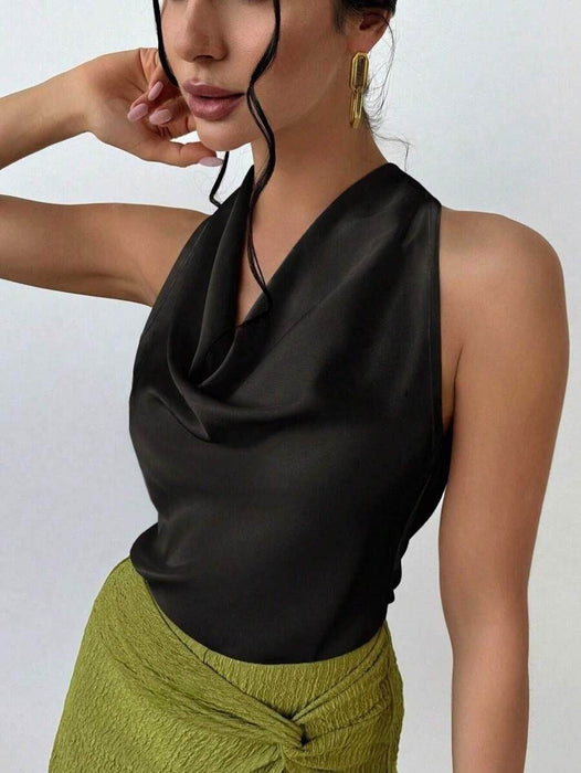 Elegant Sleeveless Satin Shirt for Spring/Summer Top Blouse - Dio Kollections