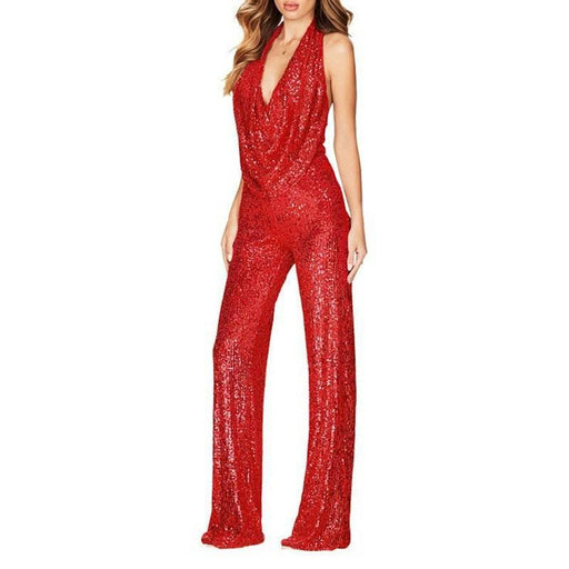 Dio Sleeveless Halter Sequined Women's One Piece Jumpsuit - Dio Kollections