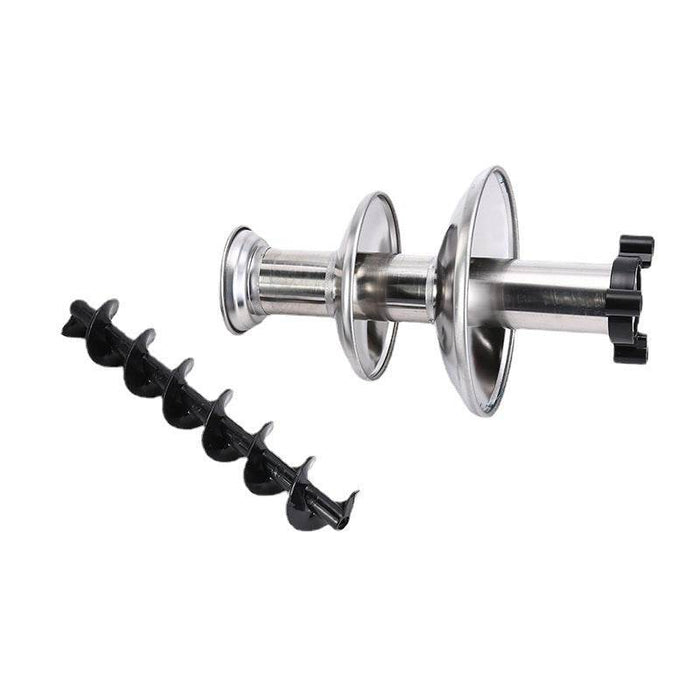 Stainless steel chocolate fountain on a white background