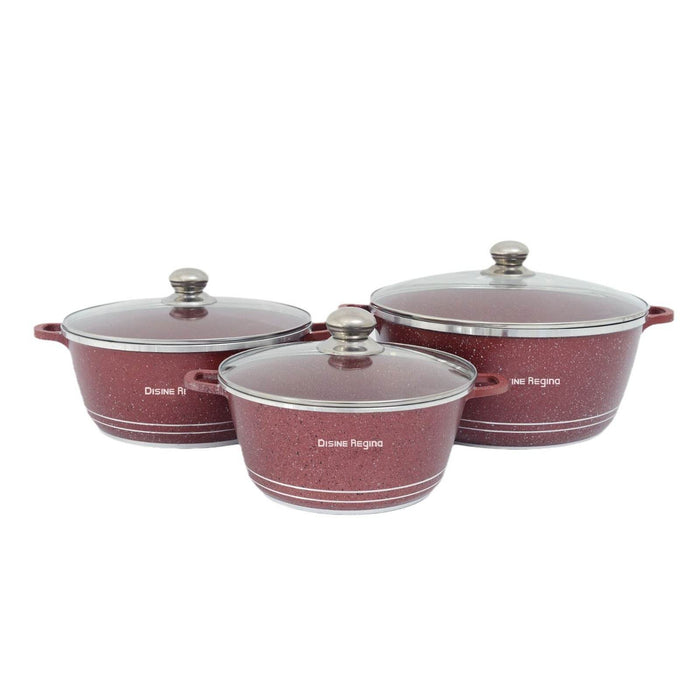 Barley Rice Stone Non-Stick Cooking Set - 6 Piece Pots with Glass Lids - Dio Kollections