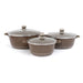 Barley Rice Stone Non-Stick Cooking Set - 6 Piece Pots with Glass Lids - Dio Kollections
