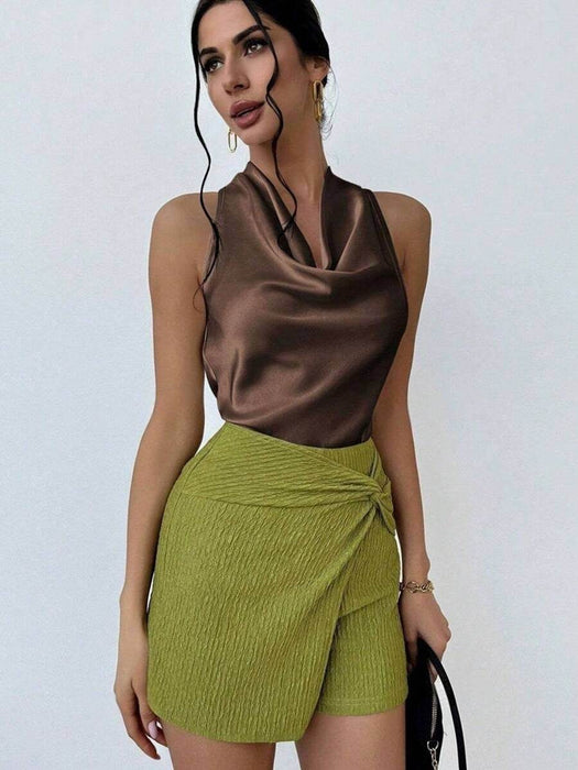 Elegant Sleeveless Satin Shirt for Spring/Summer Top Blouse - Dio Kollections