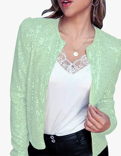 Dio Women's Sexy Sequin Glitter Long Sleeve Short Jacket Office Wear Streetwear Coats - Dio Kollections