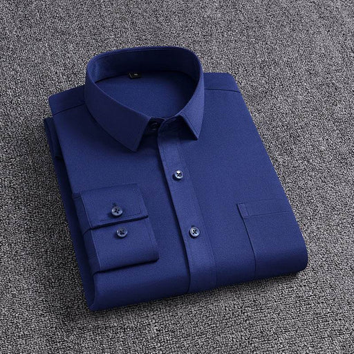 Men's Shirt With Pockets Middle-Aged Long-Sleeved Casual No-iron Four-Sided Stretch Business Shirt - Dio Kollections