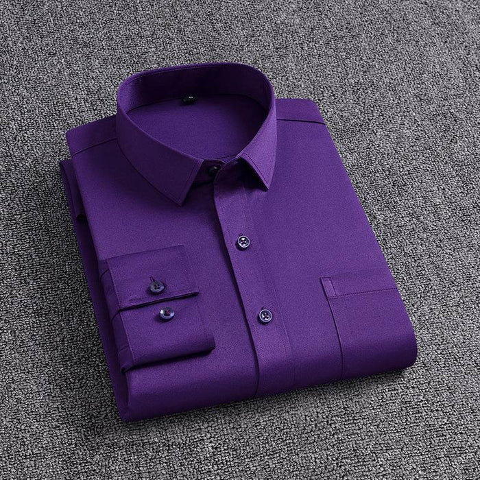 Men's Shirt With Pockets Middle-Aged Long-Sleeved Casual No-iron Four-Sided Stretch Business Shirt - Dio Kollections