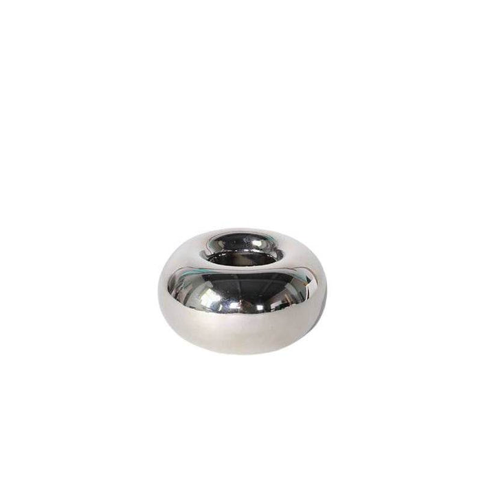 Modern Electroplated Ceramic Silver Round Candle Holder for Elegant Home Decor - Dio Kollections
