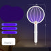 Electric fly swatter with specifications on a dark background