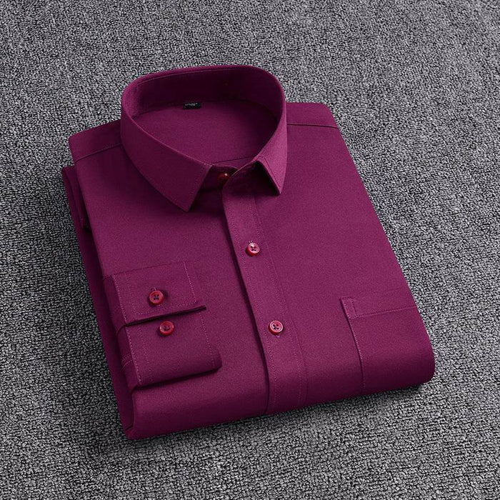 Men's Shirt With Pockets Middle-Aged Long-Sleeved Casual No-iron Four-Sided Stretch Business Shirt - Dio Kollections