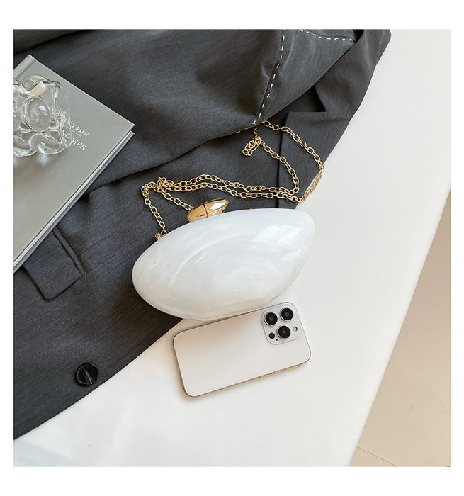 New Dinner Bag Oval Shell Goose Egg Acrylic Evening Chain Shoulder Bag