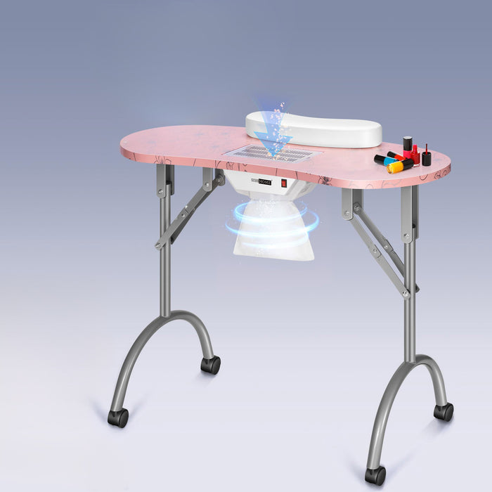 Portable Manicure Foldable Table Lamp Beauty Table with Vacuum Cleaner