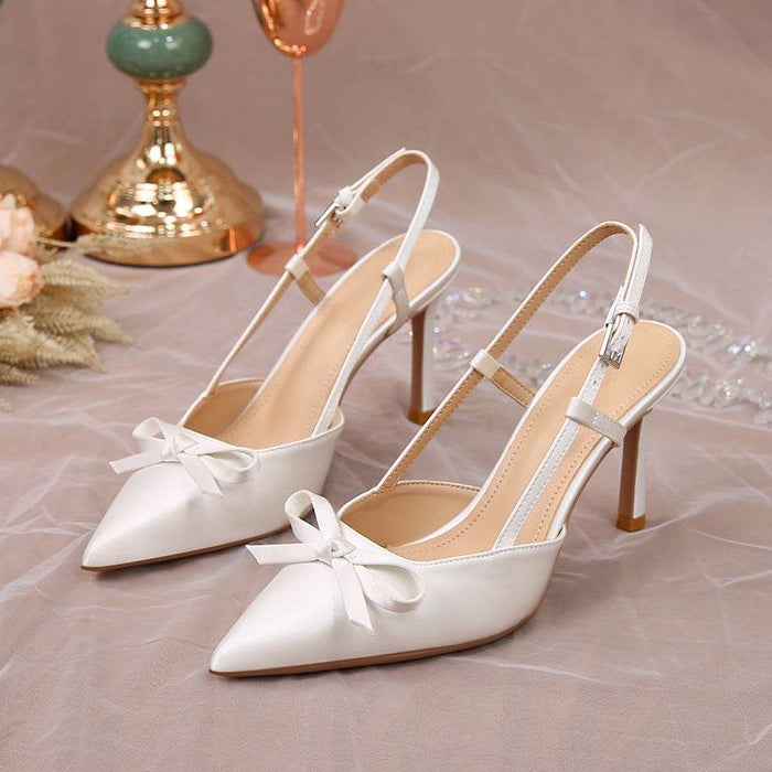 Dio White Wedding Rear Air Sandals With Pointed Toe Single Shoes - Dio Kollections