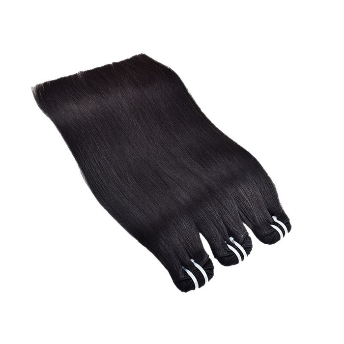 Black hair extensions on a white background