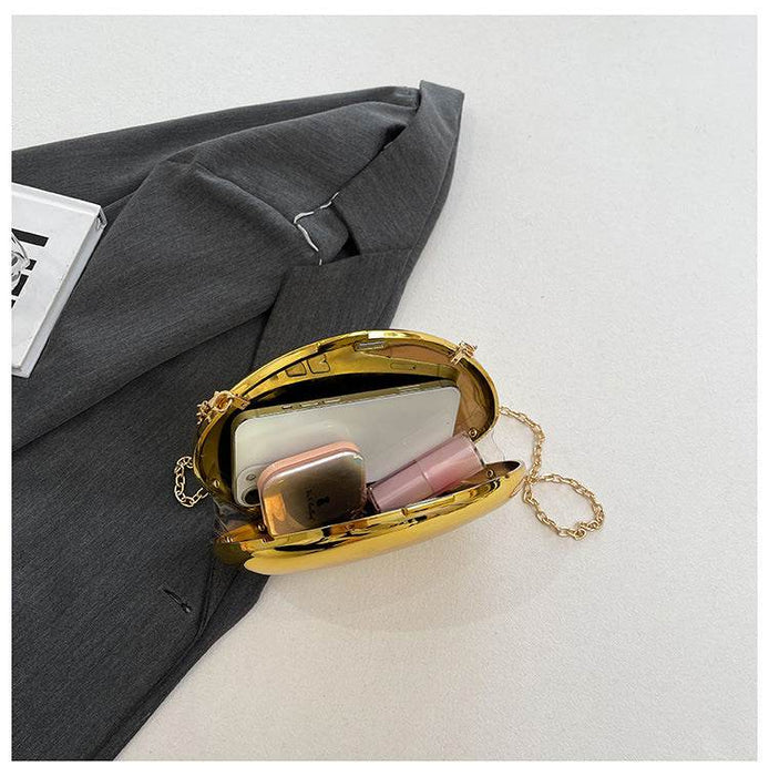 Trendy Oval Acrylic Box Bag with Chain Strap - Dio Kollections