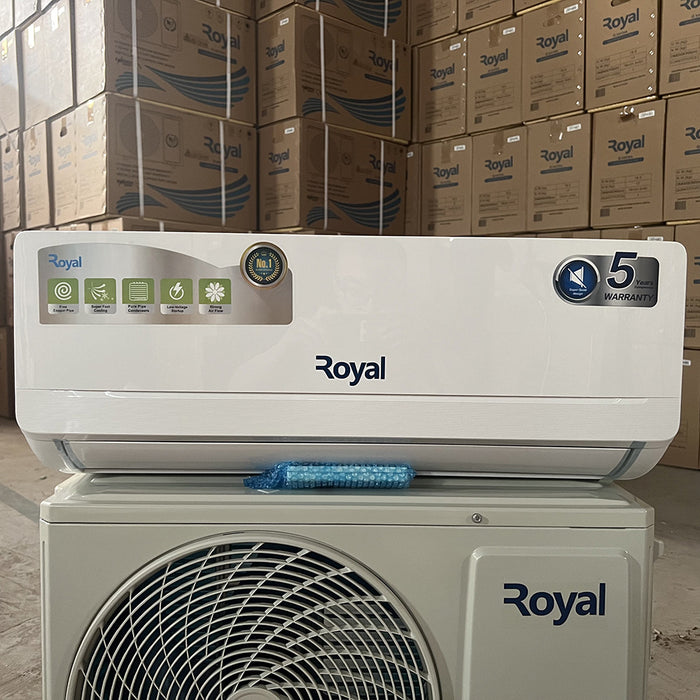 Royal air conditioning unit with boxes in the background