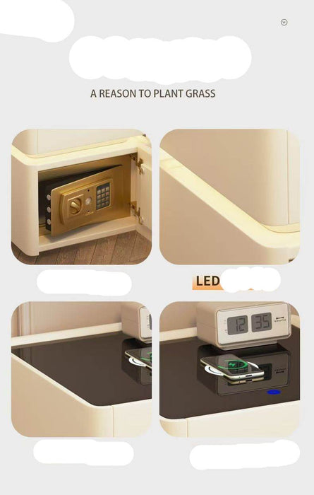 Smart Bedside Table Safe Integrated Bedroom Luxury Wireless Charging Storage Cabinet - Dio Kollections
