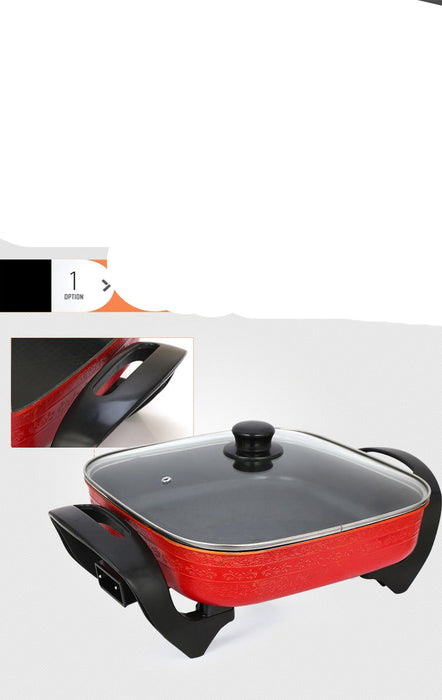 Electric hot pot with features highlighted on a promotional poster