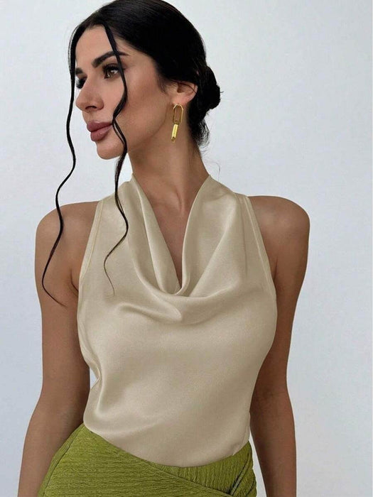 Elegant Sleeveless Satin Shirt for Spring/Summer Top Blouse - Dio Kollections