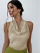 Elegant Sleeveless Satin Shirt for Spring/Summer Top Blouse - Dio Kollections