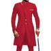 Red traditional coat with gold buttons on a white background