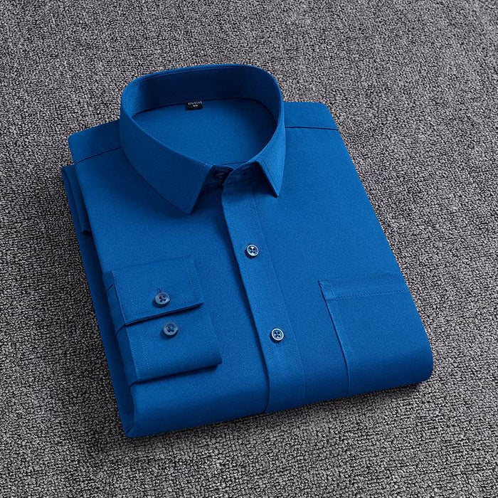 Men's Shirt With Pockets Middle-Aged Long-Sleeved Casual No-iron Four-Sided Stretch Business Shirt - Dio Kollections