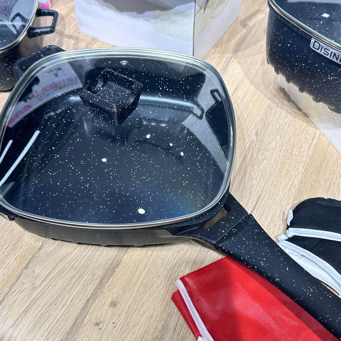 25-Piece Premium Non-Stick Medical Stone Cookware Set in Black and Pink - Dio Kollections