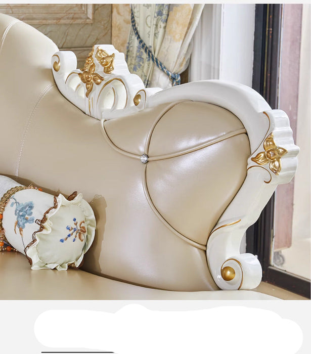 Decorative chair with gold accents in a room setting