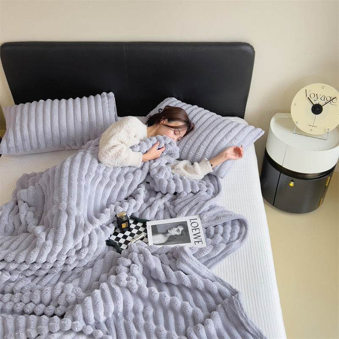 Rabbit Velvet Blanket Solid Color Summer Season Bedding Thickened Warm Milk Velvet Blanket Flannel Cover Blanket Nap Sofa Blanket - Dio Kollections