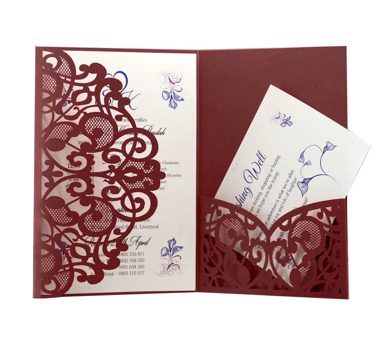 Dio Laser Cut Tri-Fold Invitation Card Kit - 10 Pieces