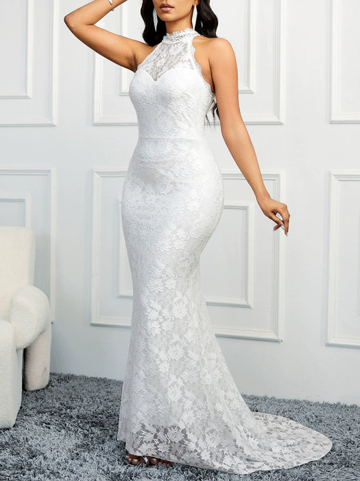 Dio 2024 Mermaid Backless High Neck Wedding Dress - Dio Kollections