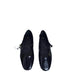 Pair of black patent leather shoes on a white background