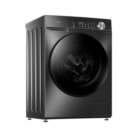 Black washing machine on a white background