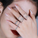 S925 Silver Women's Sterling Row Ring Same Row Diamond Zircon Women's Silver Ring Z+2 1/2 - Dio Kollections