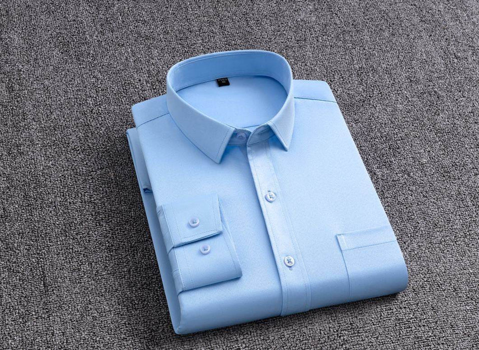 Men's Shirt With Pockets Middle-Aged Long-Sleeved Casual No-iron Four-Sided Stretch Business Shirt - Dio Kollections