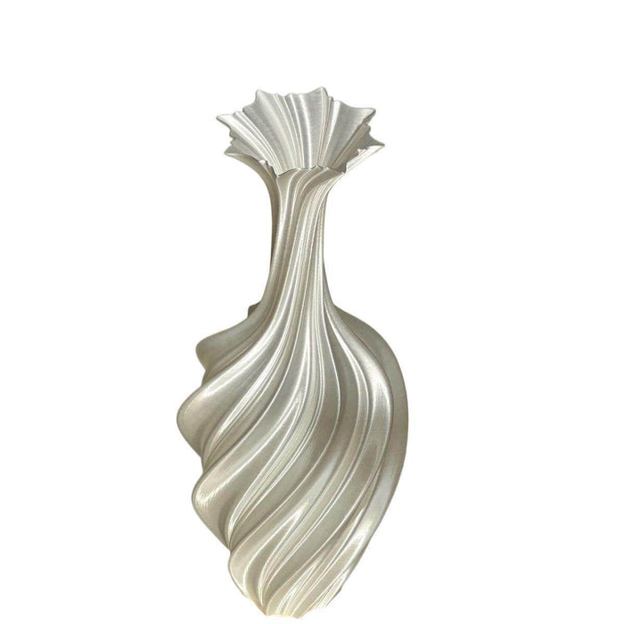 Large Twisted Silk White Art Vase - Modern Nordic Decor - Dio Kollections