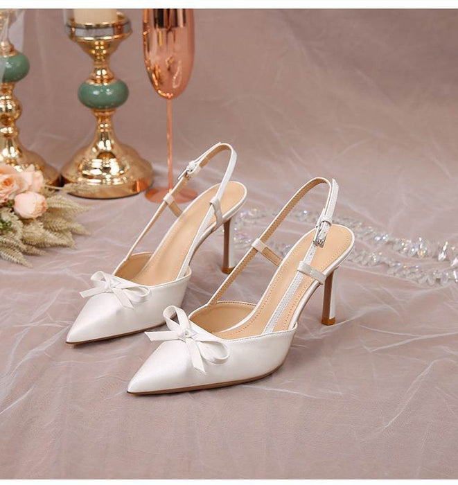 Dio White Wedding Rear Air Sandals With Pointed Toe Single Shoes - Dio Kollections