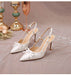 Dio White Wedding Rear Air Sandals With Pointed Toe Single Shoes - Dio Kollections