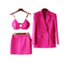 Three-piece Suit With High-end French Vintage Satin Glossy Blazer Tank Top Skirt - Dio Kollections