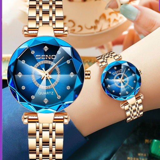 Quartz Diamond-Encrusted Steel Strip Women's Waterproof Hit Heart The Ocean Watch - Dio Kollections