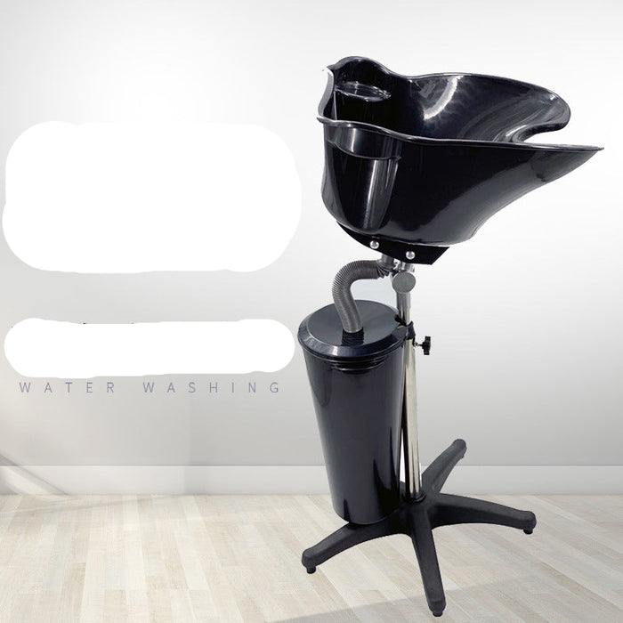 Black hair washing basin with stand on a white background