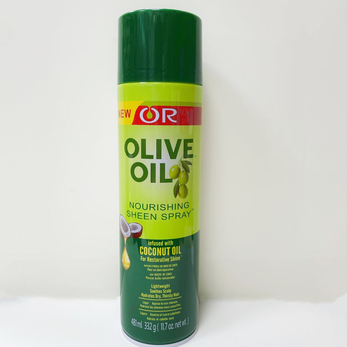 Olive Oil Nourishing Sheen Spray can on a white background