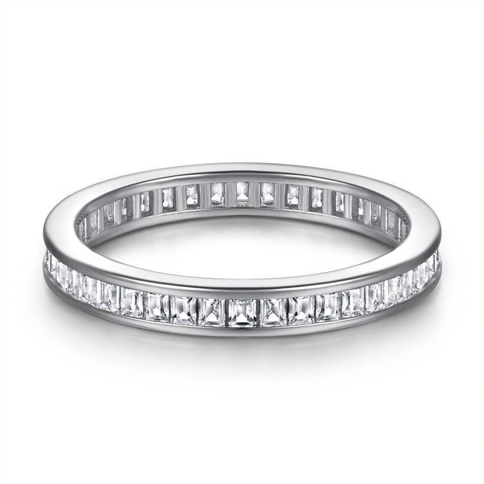 S925 Silver Women's Sterling Row Ring Same Row Diamond Zircon Women's Silver Ring Z+2 1/2 - Dio Kollections